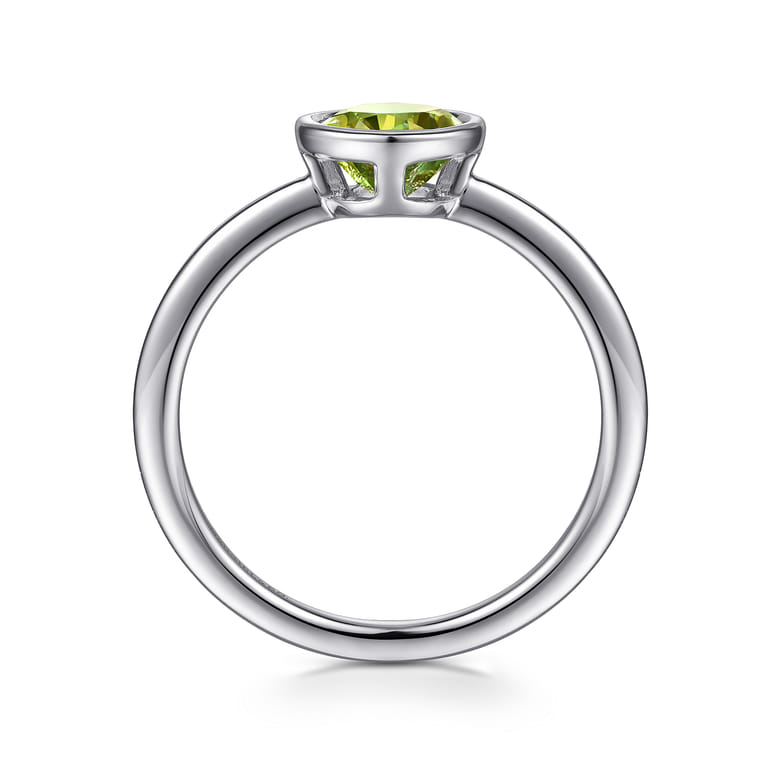 Promise Ring - 925 Sterling Silver Bezel Set Peridot Solitaire Promise Ring - Shot 2