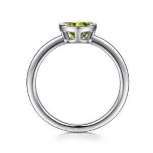 Promise Ring - 925 Sterling Silver Bezel Set Peridot Solitaire Ring