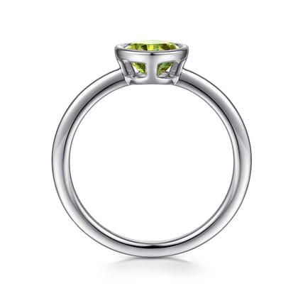 Promise Ring - 925 Sterling Silver Bezel Set Peridot Solitaire Ring