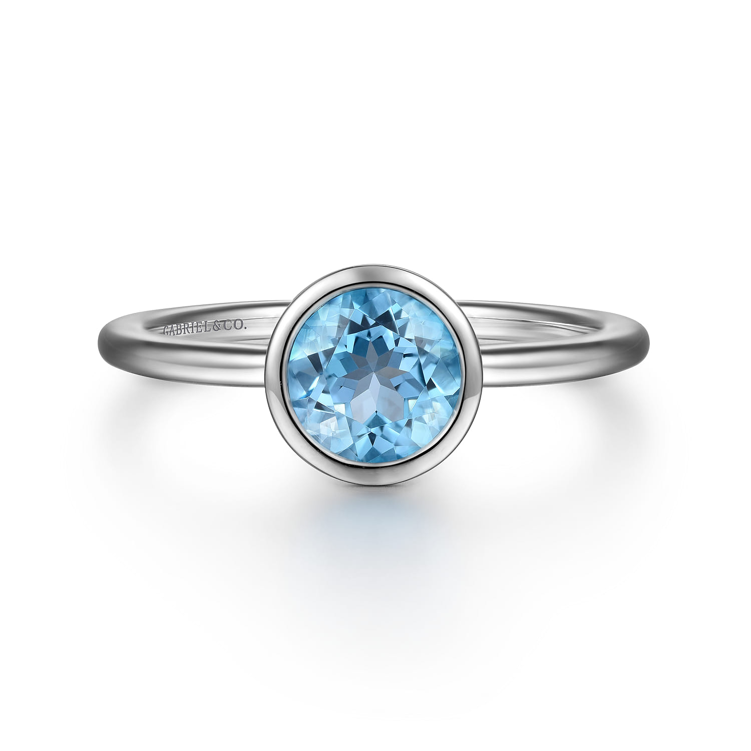 Promise Ring - 927 Sterling Silver Bezel Set Blue Topaz Solitaire Promise Ring - Shot 1