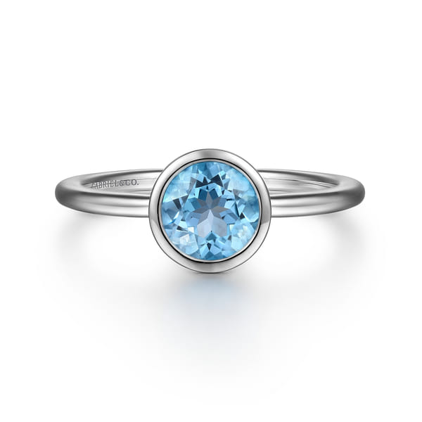 Silver Blue Topaz Promise Ring
