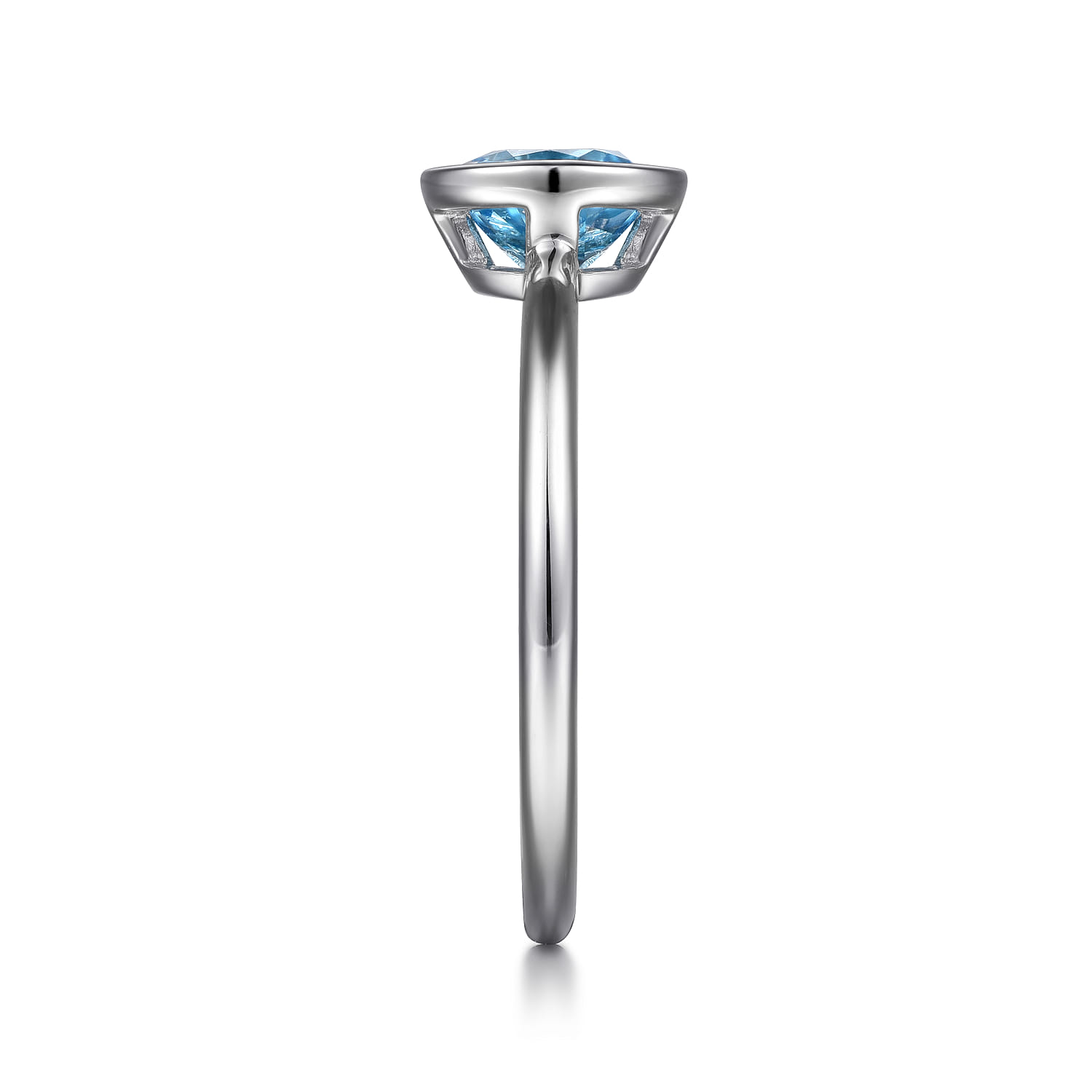 Promise Ring - 927 Sterling Silver Bezel Set Blue Topaz Solitaire Promise Ring - Shot 4