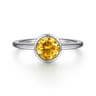 Promise Ring - 928 Sterling Silver Bezel Set Citrine Solitaire Promise Ring