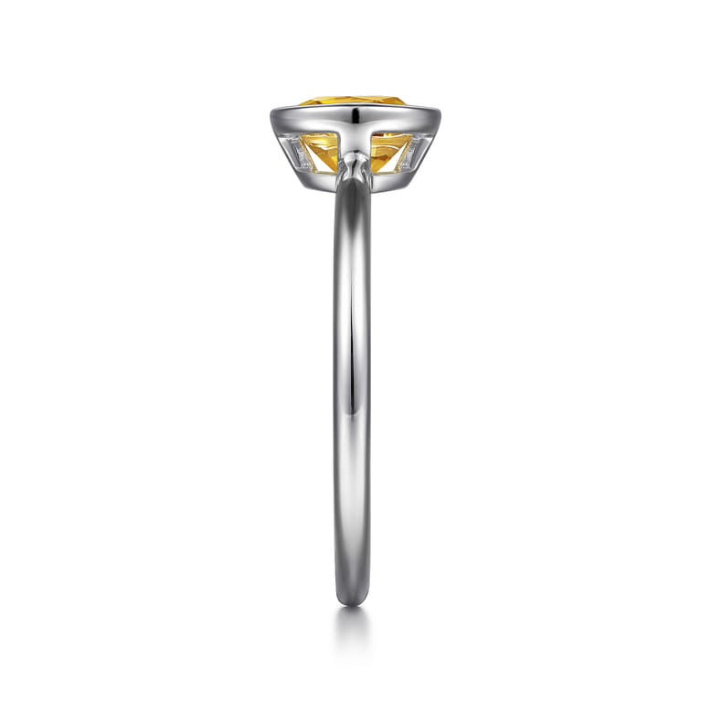 Promise Ring - 928 Sterling Silver Bezel Set Citrine Solitaire Promise Ring - Shot 4