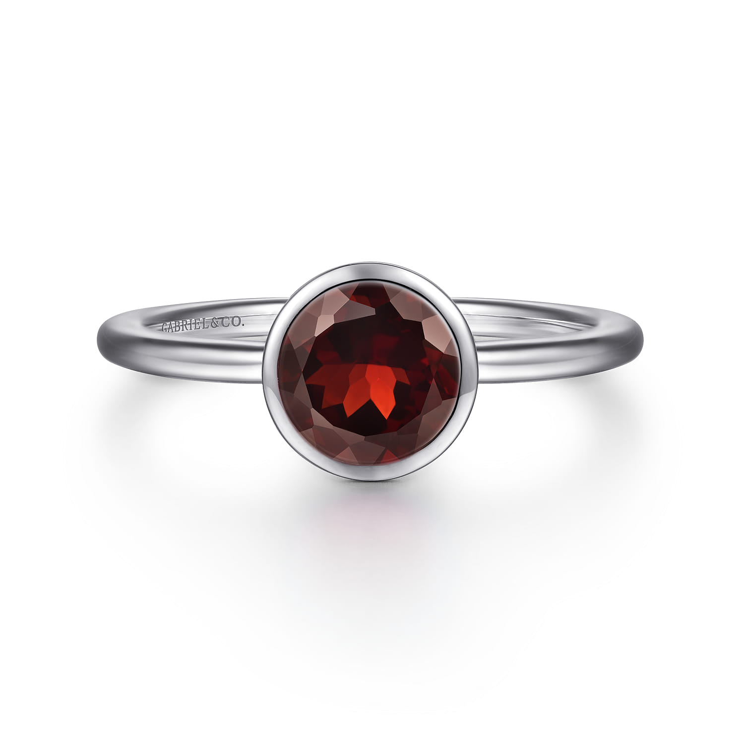 Promise Ring - 929 Sterling Silver Bezel Set Garnet Solitaire Promise Ring - Shot 1