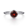 Promise Ring - 929 Sterling Silver Bezel Set Garnet Solitaire Promise Ring
