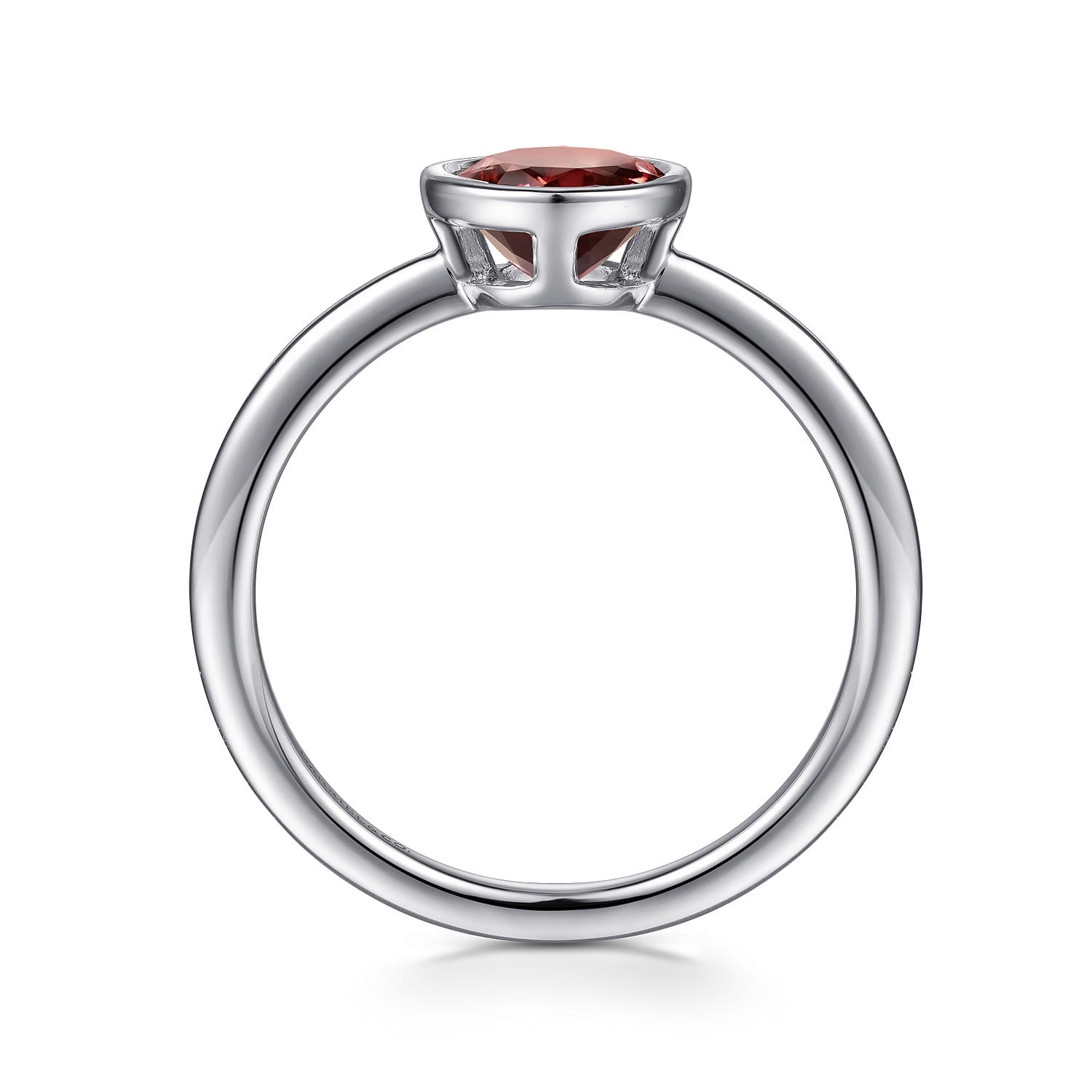 Promise Ring - 929 Sterling Silver Bezel Set Garnet Solitaire Promise Ring - Shot 2