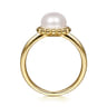 Promise Ring - Beaded Signet Promise Ring 14K Yellow Gold Pearl Bujukan