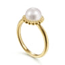Promise Ring - Beaded Signet Promise Ring 14K Yellow Gold Pearl Bujukan