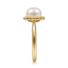 Promise Ring - Beaded Signet Promise Ring 14K Yellow Gold Pearl Bujukan