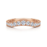 Provence - Vintage Inspired 14K Rose Gold Curved Channel Set Diamond Wedding Band with Engraving