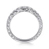 Curved Wedding Ring in 14k White Gold with Round Natural Diamond at Gabriel & Co.