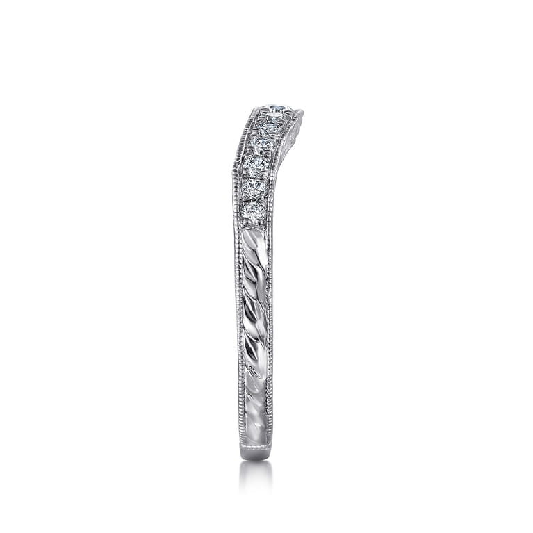 Curved Wedding Ring in 14k White Gold with Round Natural Diamond at Gabriel & Co. - Shot 4