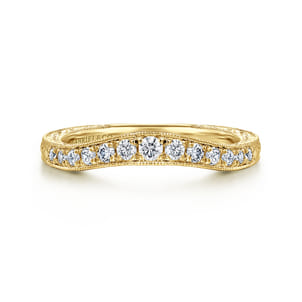 Provence - Vintage Inspired Curved 14K Yellow Gold Micro Pave Diamond Anniversary Band