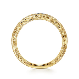 Provence - Vintage Inspired Curved 14K Yellow Gold Micro Pave Diamond Anniversary Band