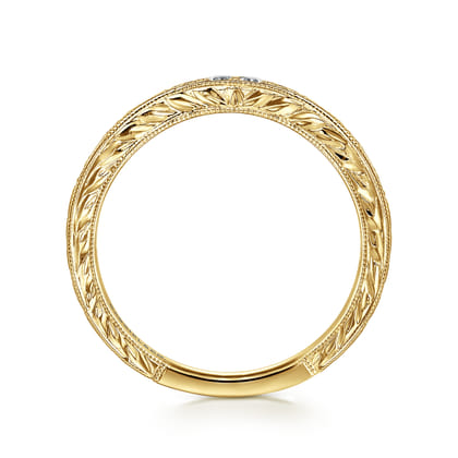 Provence - Vintage Inspired Curved 14K Yellow Gold Micro Pave Diamond Anniversary Band