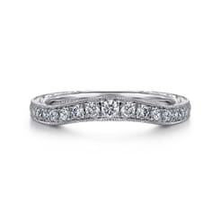 Provence - Vintage Inspired Curved Platinum Micro Pave Diamond Anniversary Band
