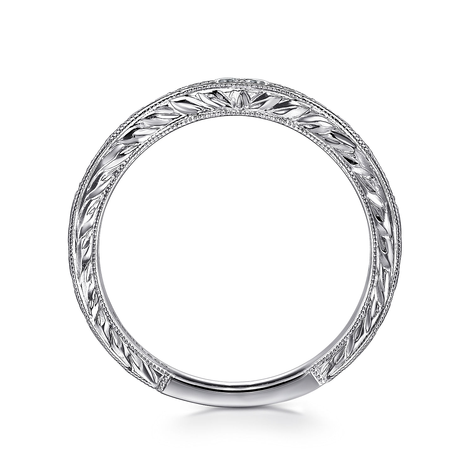 Provence - Vintage Inspired Curved Platinum Micro Pave Diamond Anniversary Band
