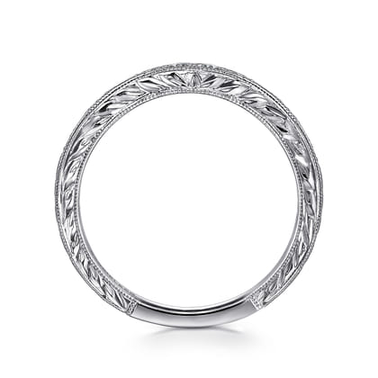 Provence - Vintage Inspired Curved Platinum Micro Pave Diamond Anniversary Band