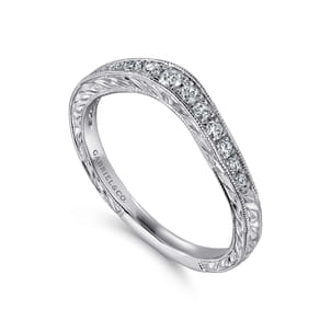 Provence - Vintage Inspired Curved Platinum Micro Pave Diamond Anniversary Band