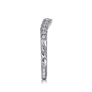 Provence - Vintage Inspired Curved Platinum Micro Pave Diamond Anniversary Band