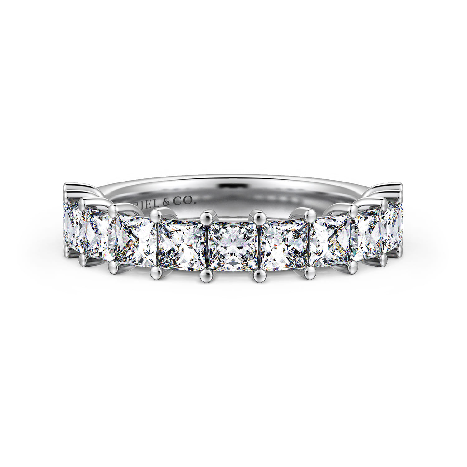 Fancy Wedding Ring in 14k White Gold with Princess Cut Natural Diamond at Gabriel & Co. - Shot 1