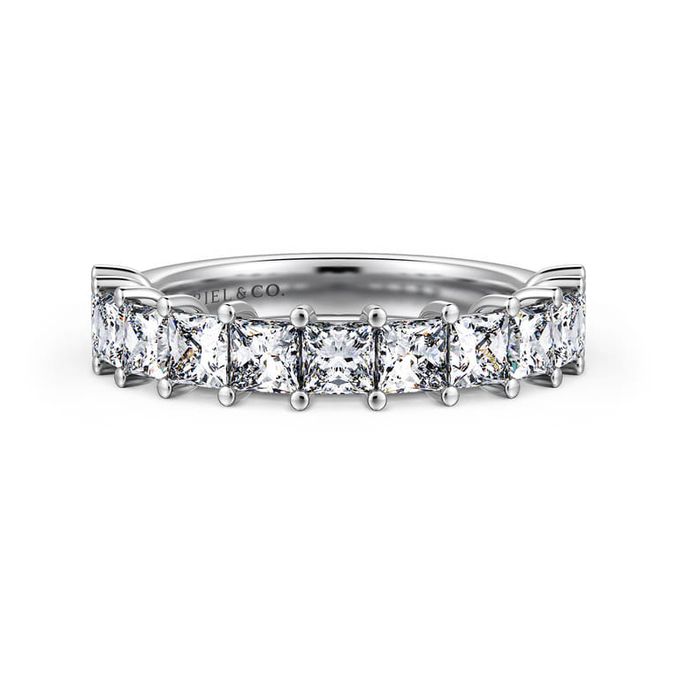Fancy Wedding Ring in 14k White Gold with Princess Cut Natural Diamond at Gabriel & Co. - Shot 1