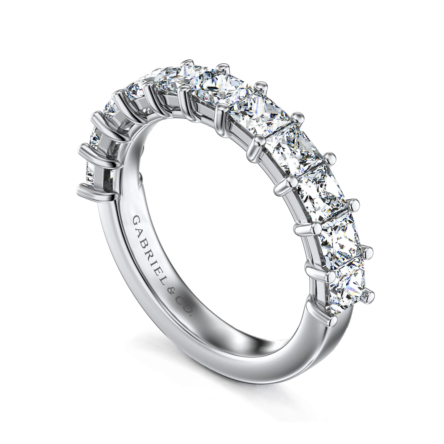 Fancy Wedding Ring in 14k White Gold with Princess Cut Natural Diamond at Gabriel & Co. - Shot 3