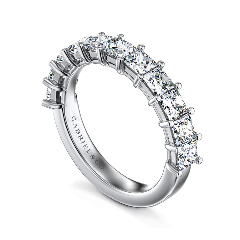 Fancy Wedding Ring in 14k White Gold with Princess Cut Natural Diamond at Gabriel & Co. - Shot 3
