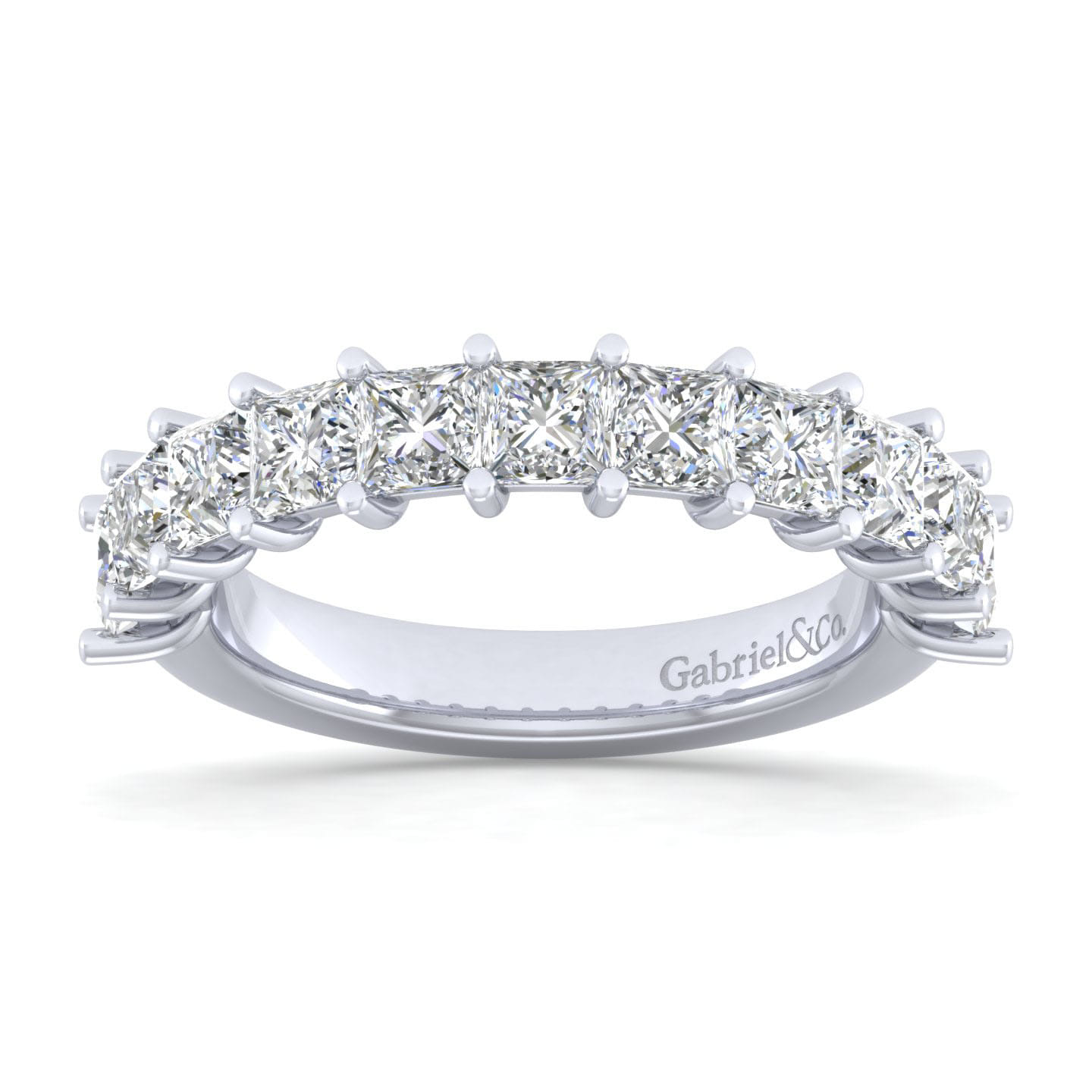 Fancy Wedding Ring in 14k White Gold with Princess Cut Natural Diamond at Gabriel & Co. - Shot 5