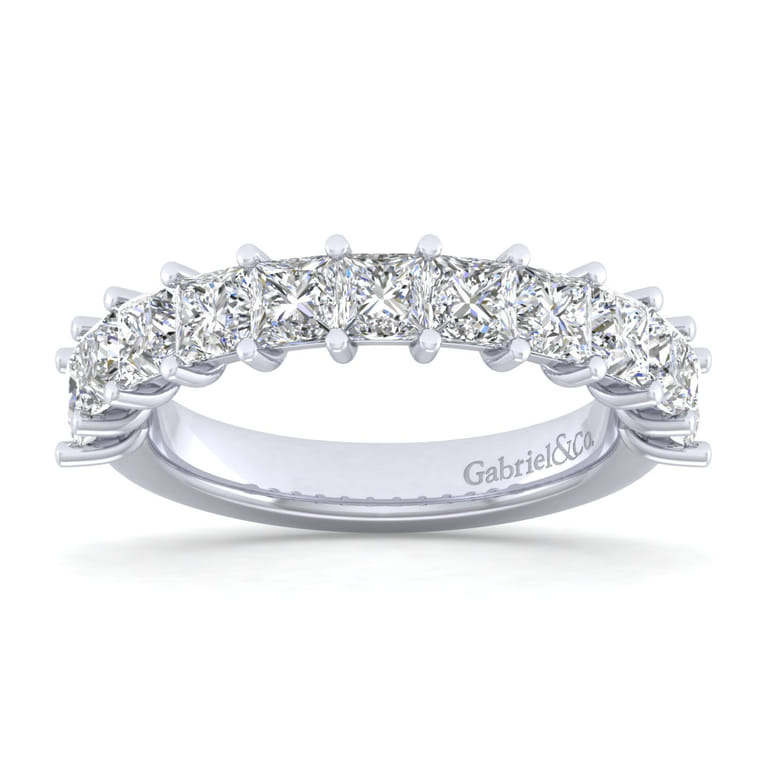 Fancy Wedding Ring in 14k White Gold with Princess Cut Natural Diamond at Gabriel & Co. - Shot 5