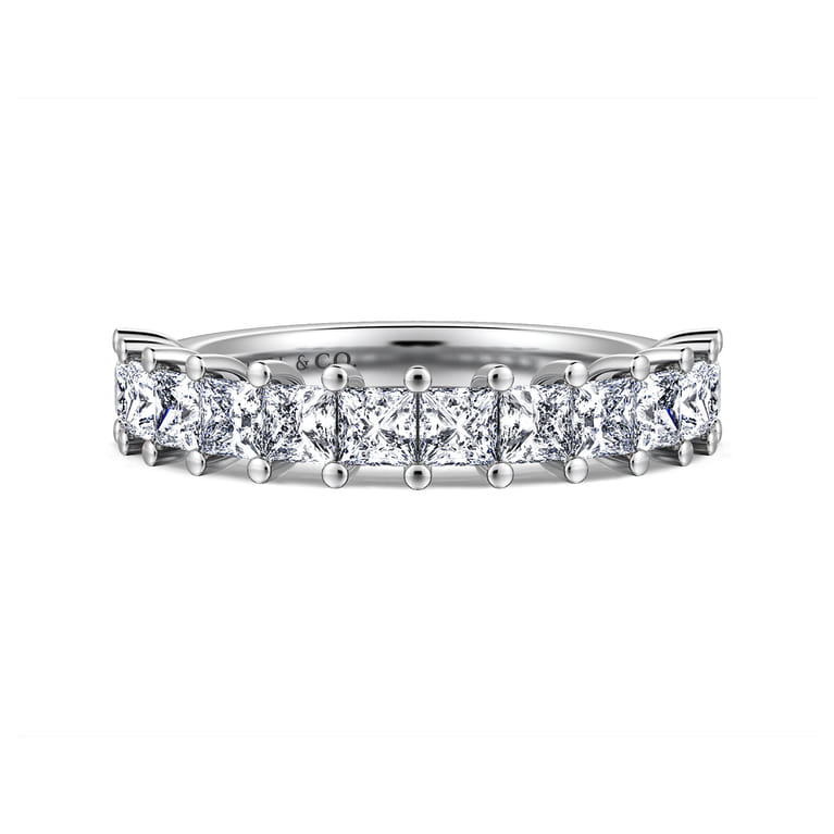 Straight Wedding Ring in 14k White Gold with Princess Cut Natural Diamond at Gabriel & Co. - Shot 1