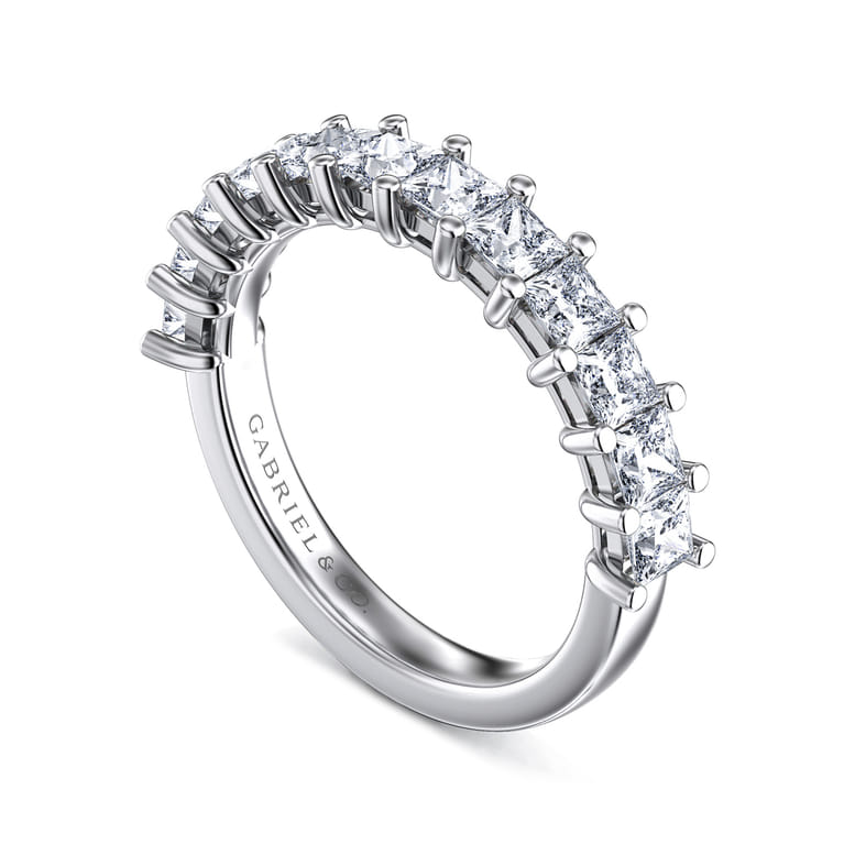 Straight Wedding Ring in 14k White Gold with Princess Cut Natural Diamond at Gabriel & Co. - Shot 3