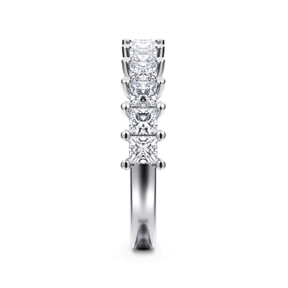 Puglia - 14K White Gold Princess Cut 13 Stone Shared Prong Diamond Anniversary Band