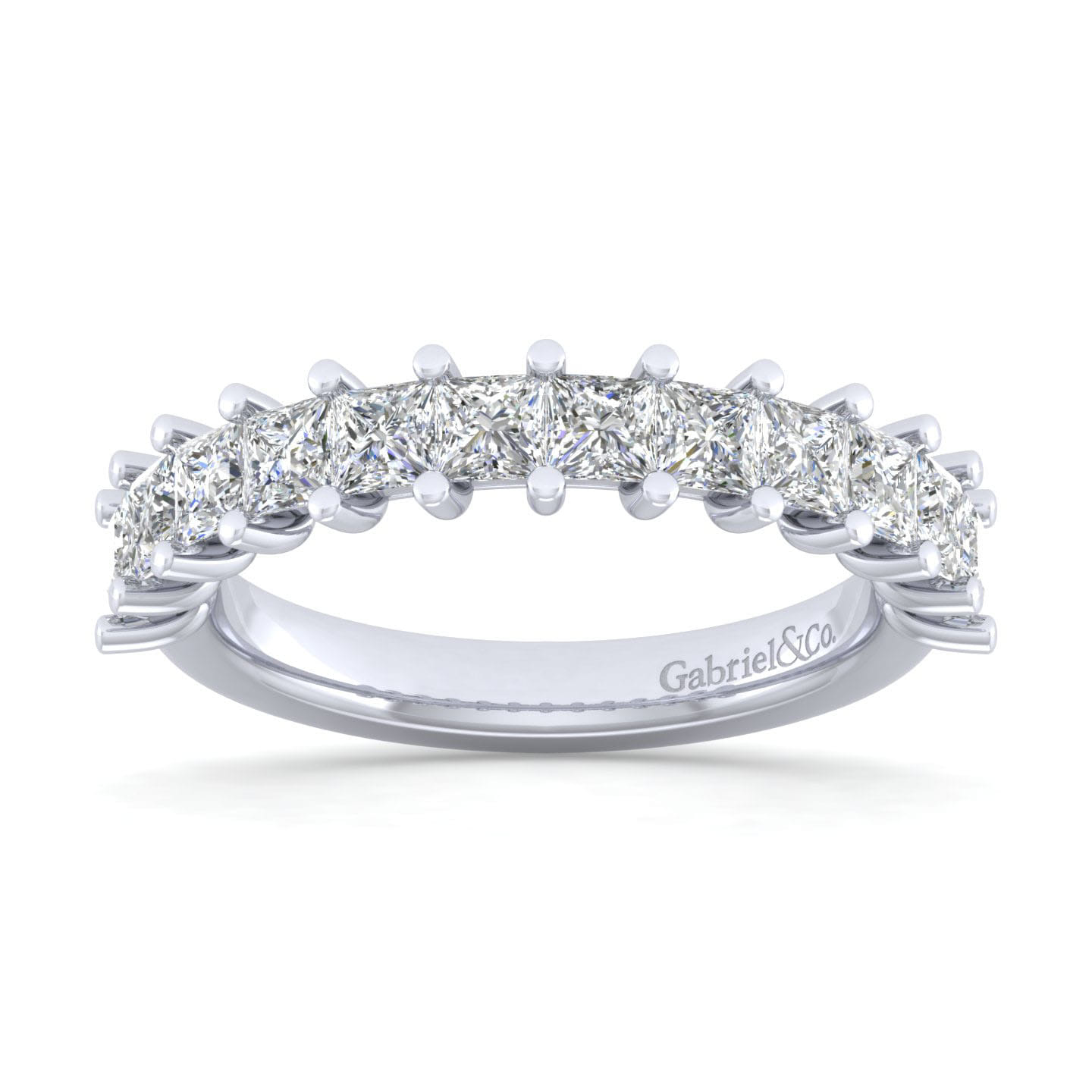 Straight Wedding Ring in 14k White Gold with Princess Cut Natural Diamond at Gabriel & Co. - Shot 5