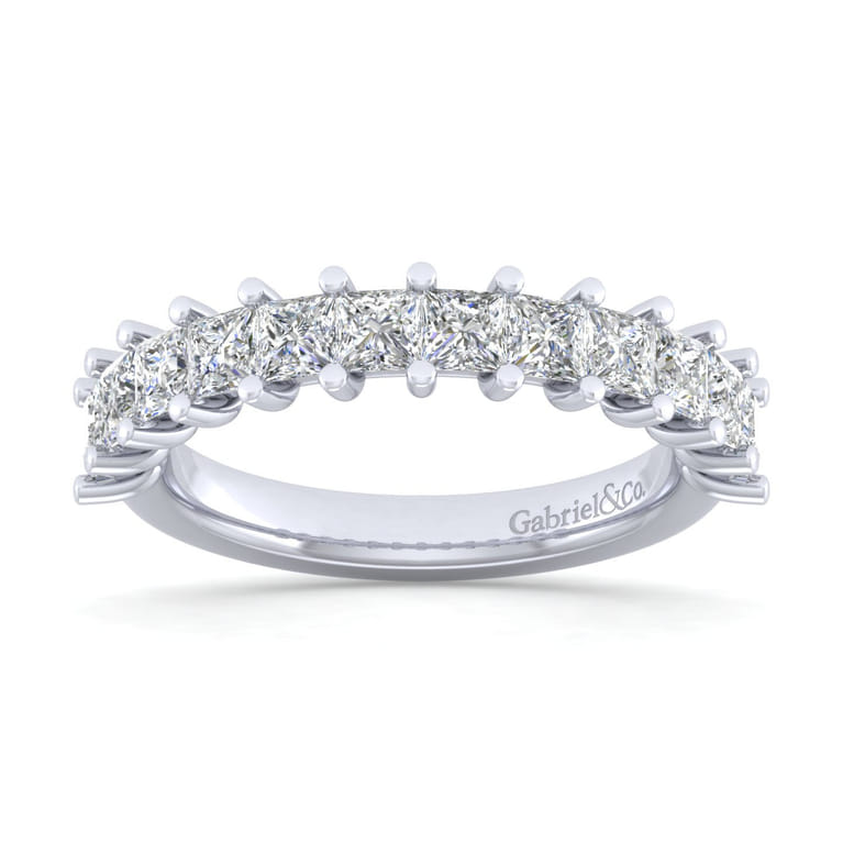 Straight Wedding Ring in 14k White Gold with Princess Cut Natural Diamond at Gabriel & Co. - Shot 5