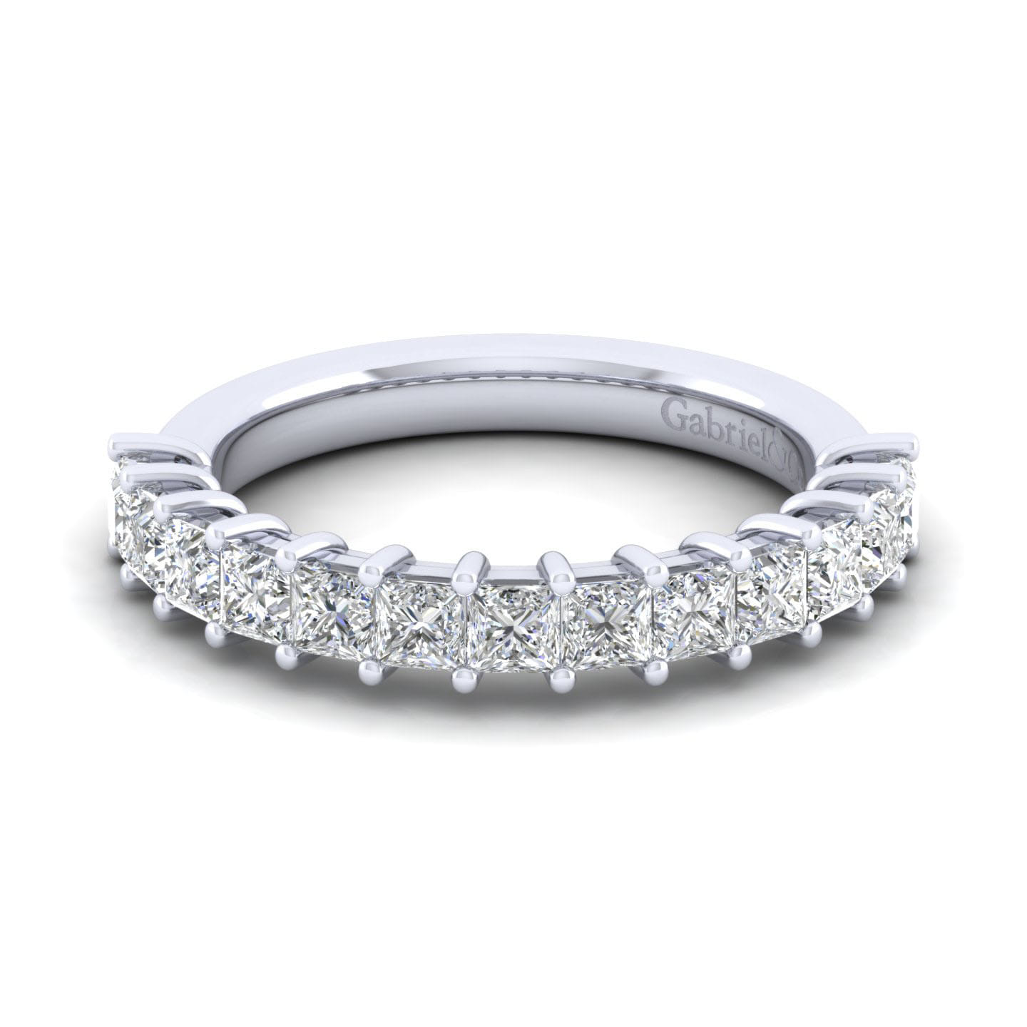 Straight Wedding Ring in 14k White Gold with Princess Cut Natural Diamond at Gabriel & Co. - Shot 1