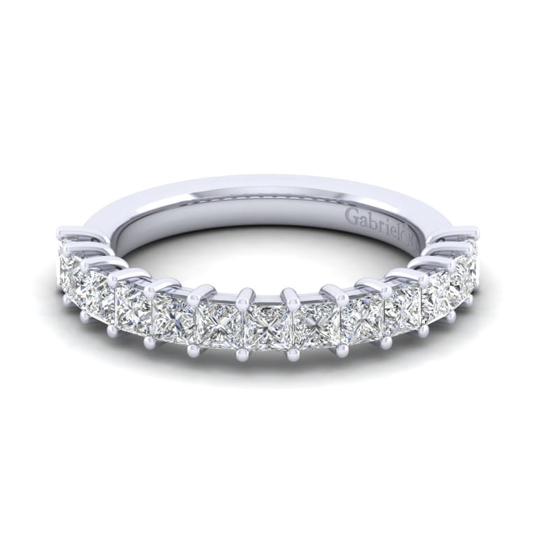 Straight Wedding Ring in 14k White Gold with Princess Cut Natural Diamond at Gabriel & Co. - Shot 1