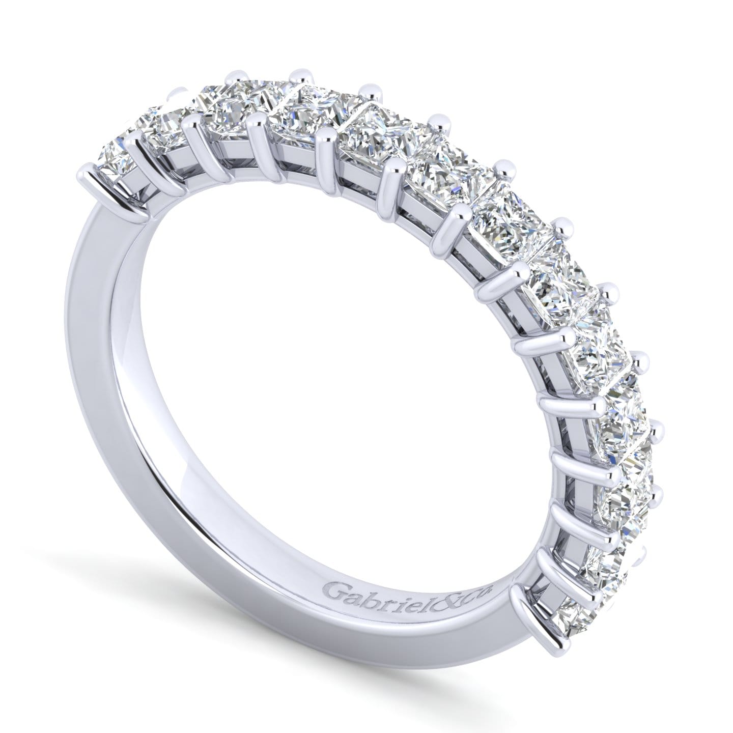 Straight Wedding Ring in 14k White Gold with Princess Cut Natural Diamond at Gabriel & Co. - Shot 3