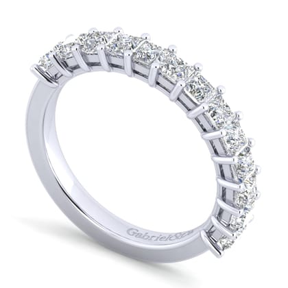 Puglia - 14K White Gold Princess Cut 13 Stone Shared Prong Diamond Anniversary Band