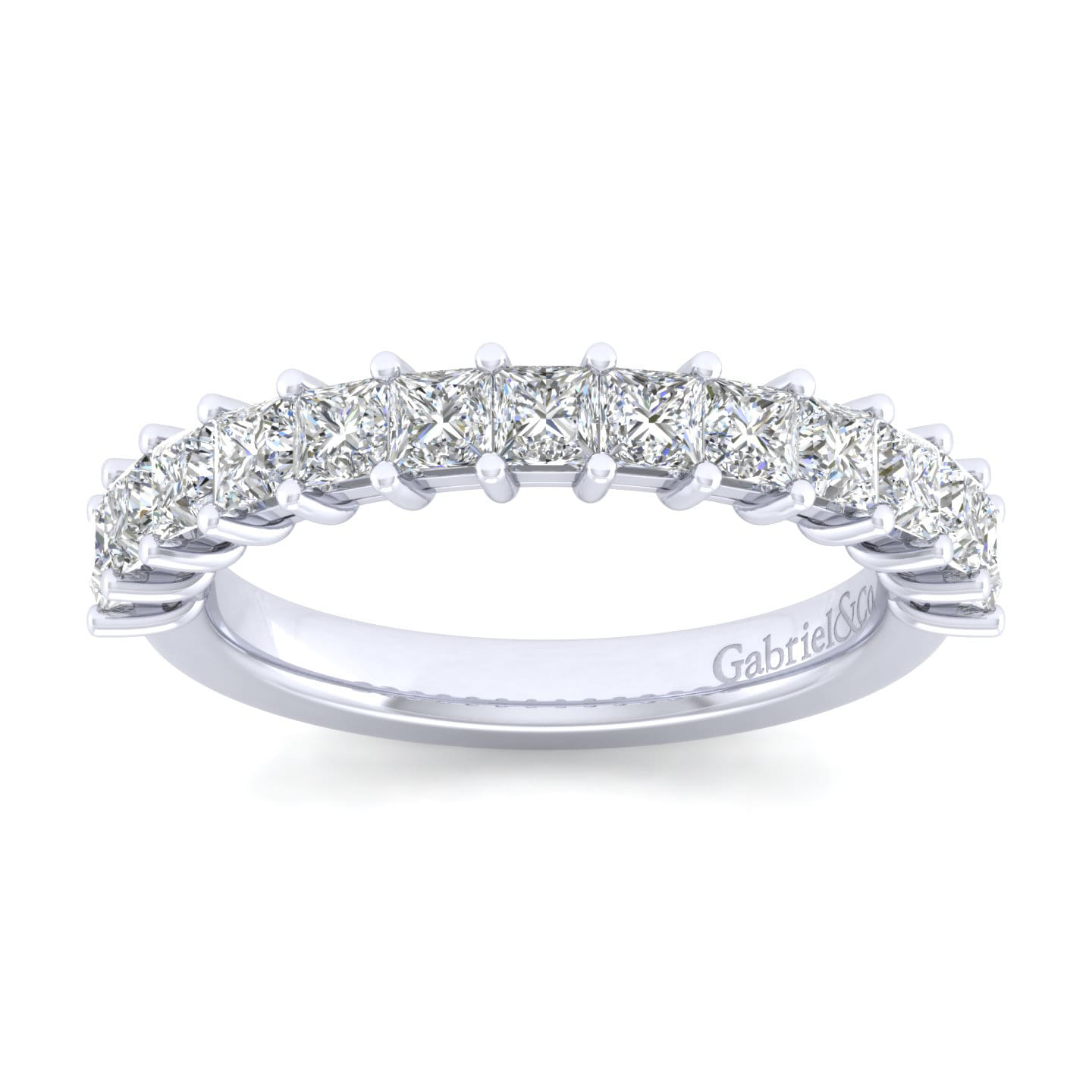 Straight Wedding Ring in 14k White Gold with Princess Cut Natural Diamond at Gabriel & Co. - Shot 4