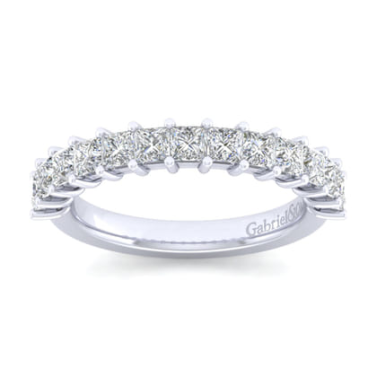 Puglia - 14K White Gold Princess Cut 13 Stone Shared Prong Diamond Anniversary Band
