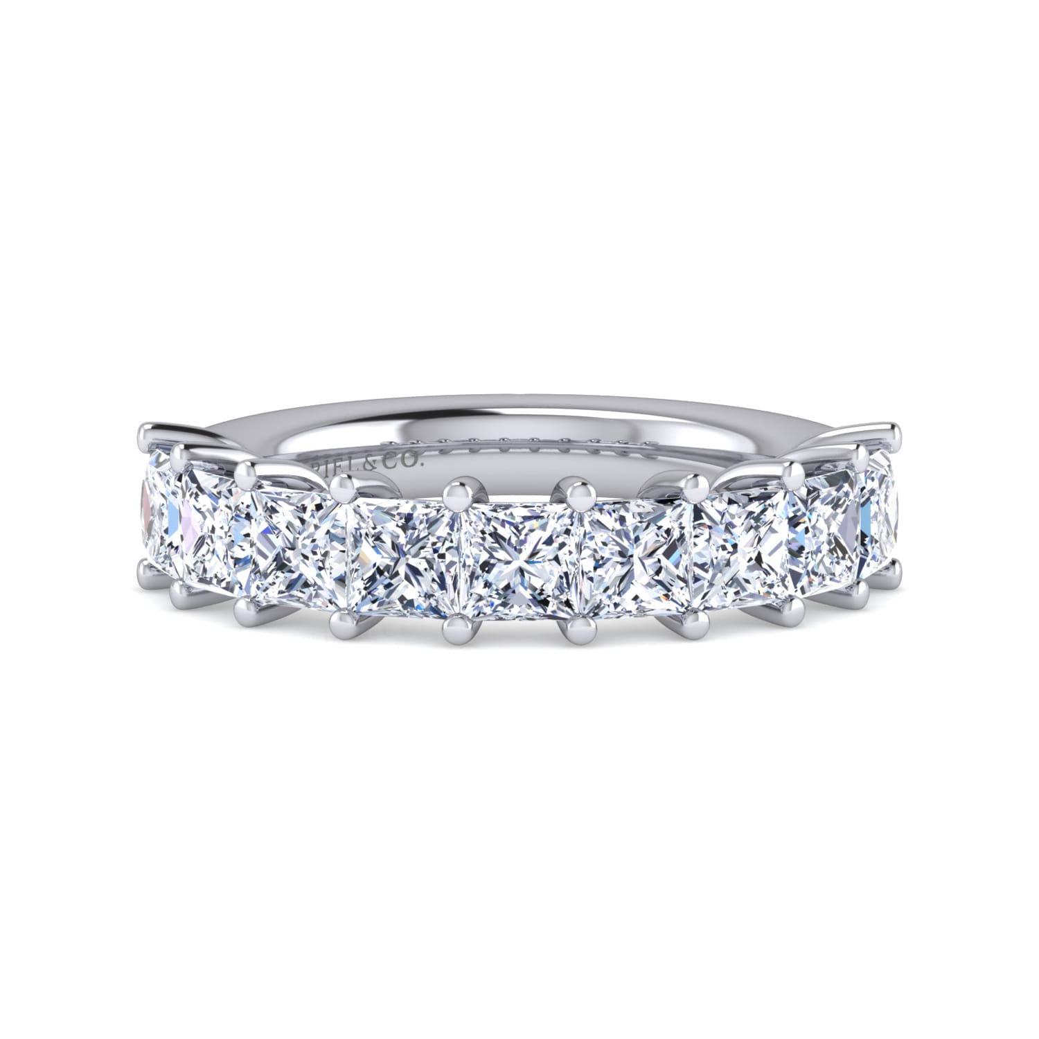 Fancy Wedding Ring in 14k White Gold with Princess Cut Natural Diamond at Gabriel & Co. - Shot 1