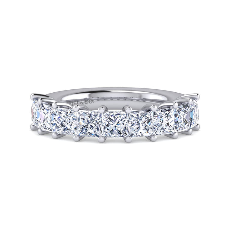 Fancy Wedding Ring in 14k White Gold with Princess Cut Natural Diamond at Gabriel & Co. - Shot 1