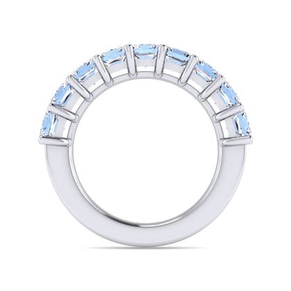 Puglia - 14K White Gold Princess Cut 9 Stone Shared Prong Diamond Anniversary Band