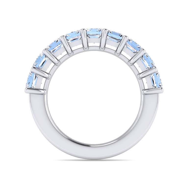Fancy Wedding Ring in 14k White Gold with Princess Cut Natural Diamond at Gabriel & Co. - Shot 2