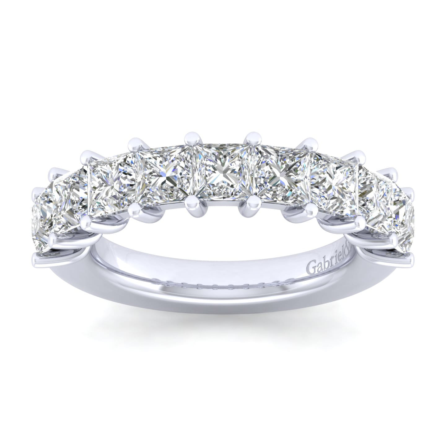 Fancy Wedding Ring in 14k White Gold with Princess Cut Natural Diamond at Gabriel & Co. - Shot 5