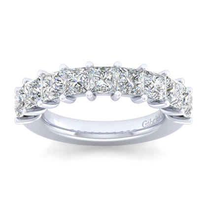 Puglia - 14K White Gold Princess Cut 9 Stone Shared Prong Diamond Anniversary Band