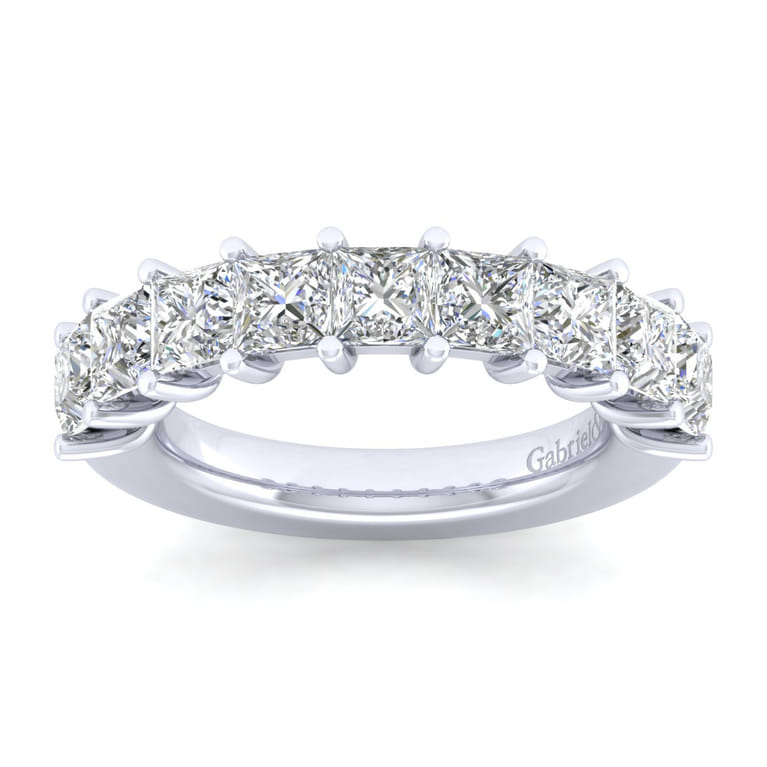 Fancy Wedding Ring in 14k White Gold with Princess Cut Natural Diamond at Gabriel & Co. - Shot 5