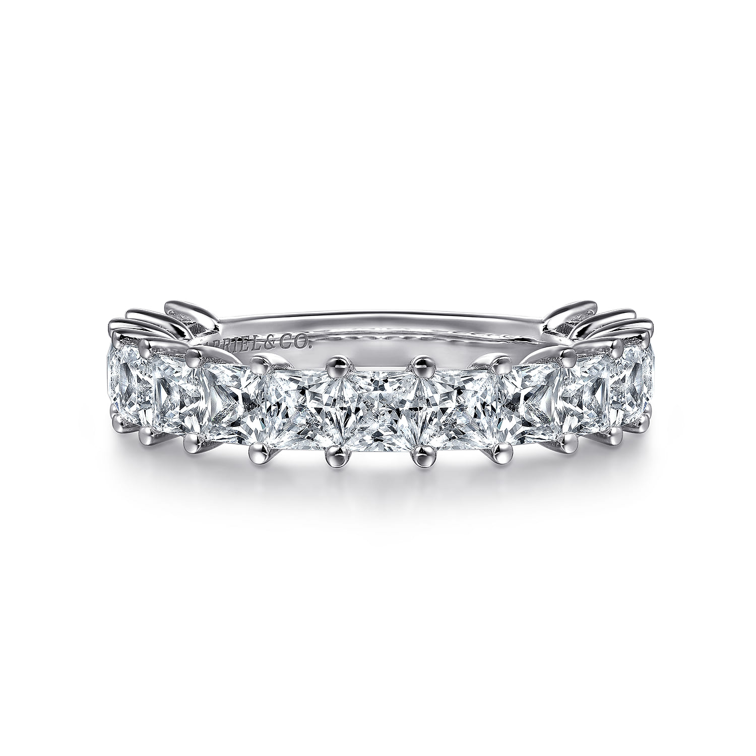 Straight Wedding Ring in 14k White Gold with Princess Cut Natural Diamond at Gabriel & Co. - Shot 1